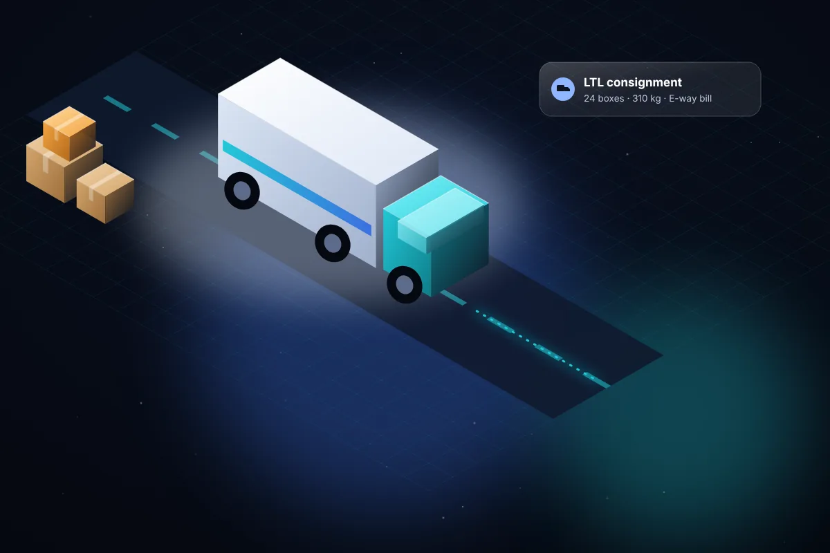 Illustration of a freight truck carrying a B2B consignment